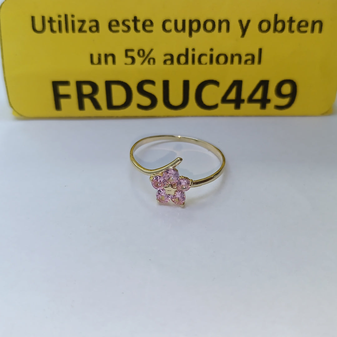 ANILLOS FIG FLOR CON PDRAS COL ROSA 14K TALLA 7.5 0.9 GR (NUEVO)
