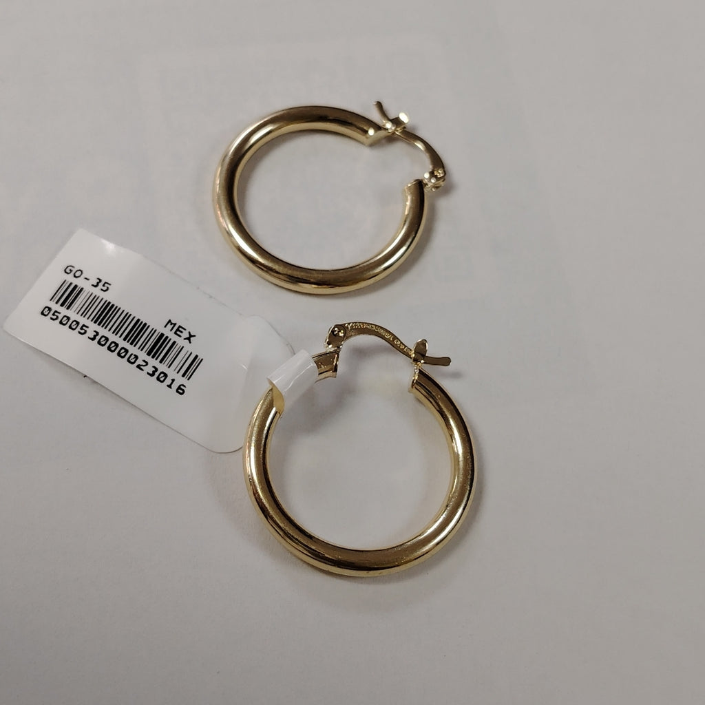 ARETES TEJIDO ARRACADAS LISAS HUECAS 14K 2.1 GR (NUEVO)
