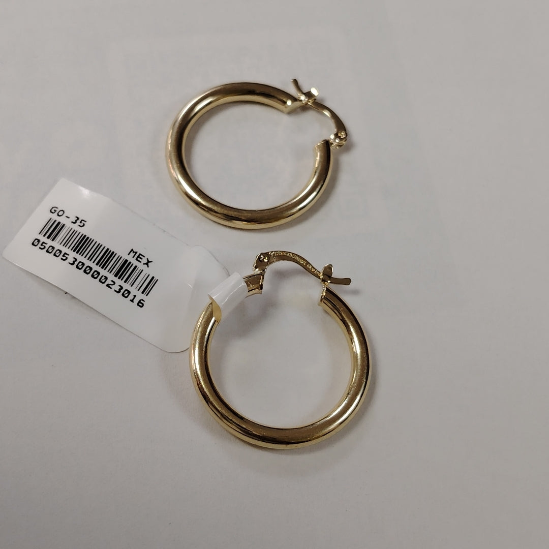 ARETES TEJIDO ARRACADAS LISAS HUECAS 14K 2.1 GR (NUEVO)