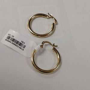 ARETES TEJIDO ARRACADAS LISAS HUECAS 14K 2.1 GR (NUEVO)
