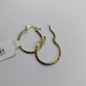 ARETES TEJIDO ARRACADAS BISELADAS COMBINADAS 14K 1.4 GR (NUEVO)
