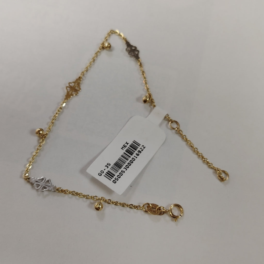 PULSERA ESPECIAL CON TREBOL 14K 18 CM 1.8 GR (NUEVO)