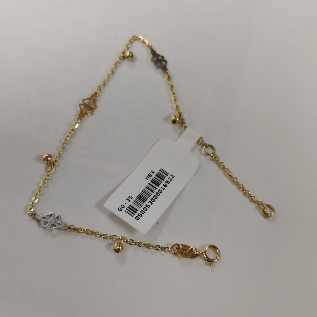 PULSERA ESPECIAL CON TREBOL 14K 18 CM 1.8 GR (NUEVO)
