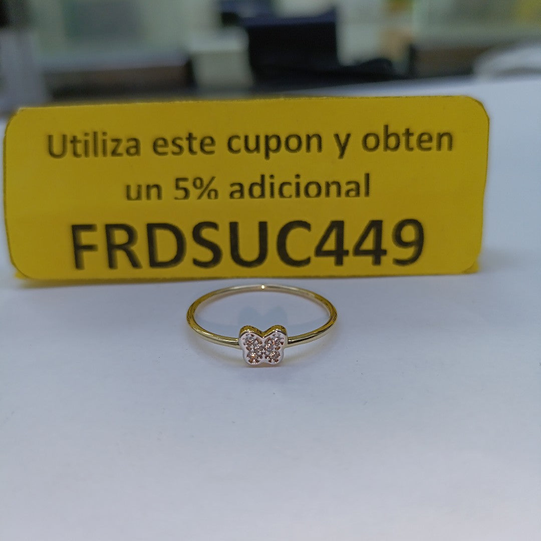 ANILLO ANILLITO MARIPOSA C CIRCONIAS 14K 8 TALLA 1 GR (NUEVO)