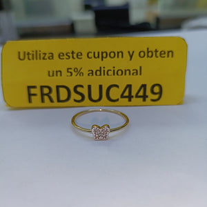 ANILLO ANILLITO MARIPOSA C CIRCONIAS 14K 8 TALLA 1 GR (NUEVO)