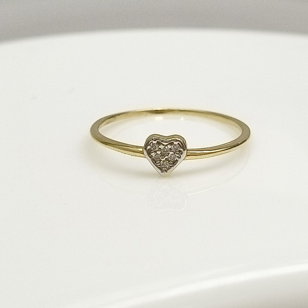 ANILLO ANILLITO CORAZON C CIRCONIA 14K 7 TALLA 0.9 GR (NUEVO)