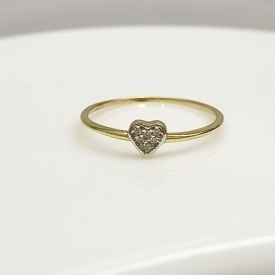 ANILLO ANILLITO CORAZON C CIRCONIA 14K 7 TALLA 0.9 GR (NUEVO)