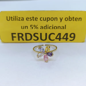 ANILLOS FLOR CON PIEDRAS DE COLOR 14K TALLA 7 1.4 GR (NUEVO)