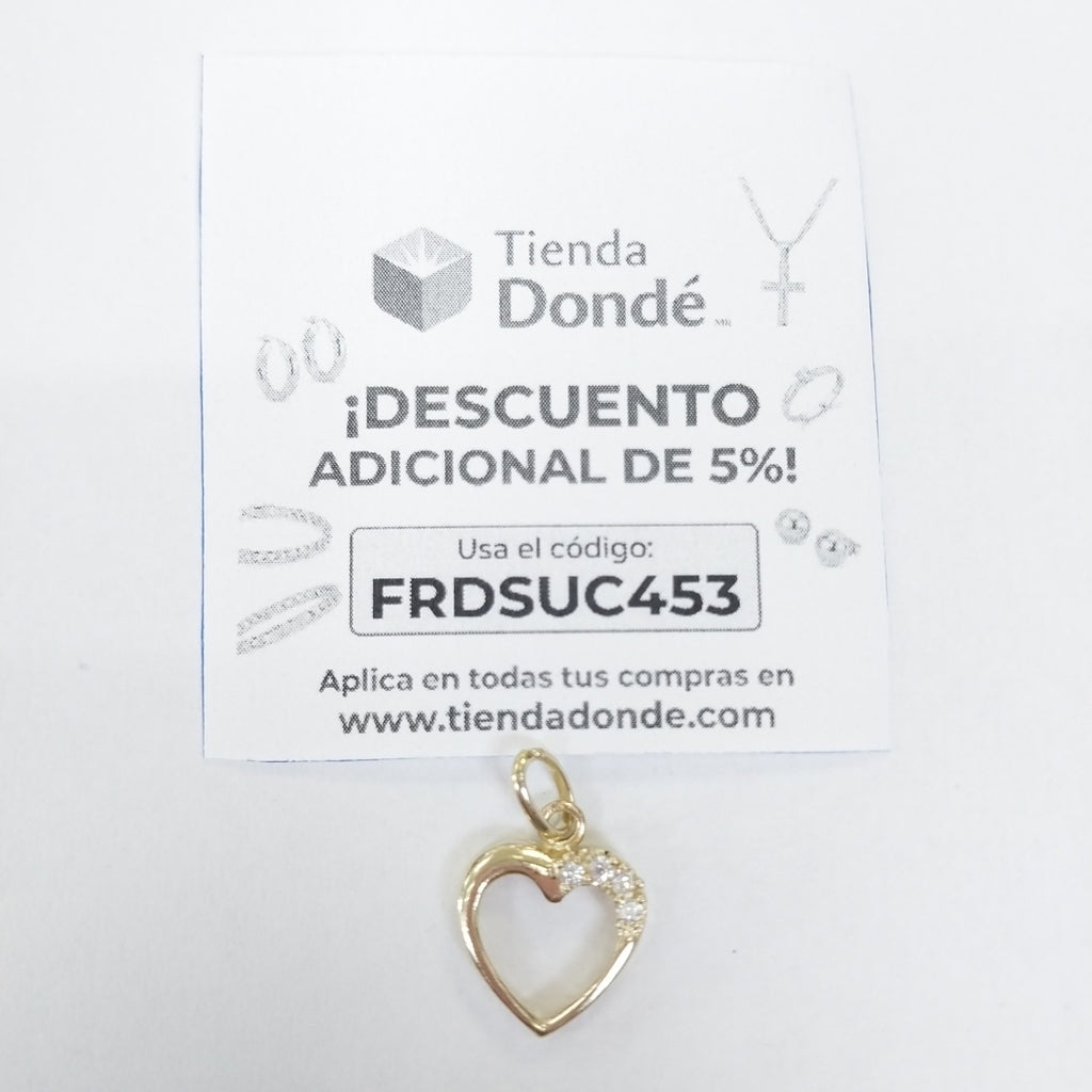 DIJE CORAZON CON CIRCONIAS 14K 1.4 GR (NUEVO)
