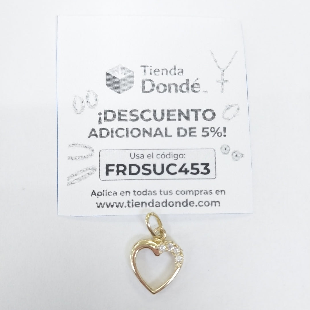 DIJE CORAZON CON CIRCONIAS 14K 1.4 GR (NUEVO)