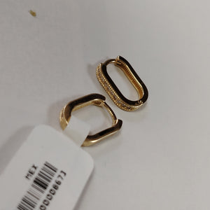 ARETES HUGGIES OVALADA C CIRCONIAS 14K 2.5 GR (NUEVO)