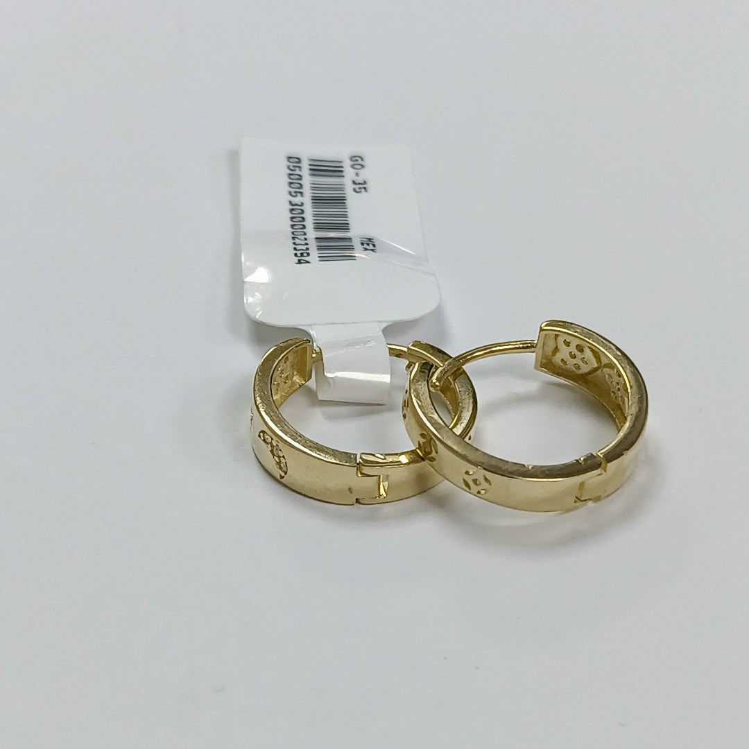 ARETES TEJIDO HUGGIES CON CIRCONIAS 14K 2.9 GR (NUEVO)