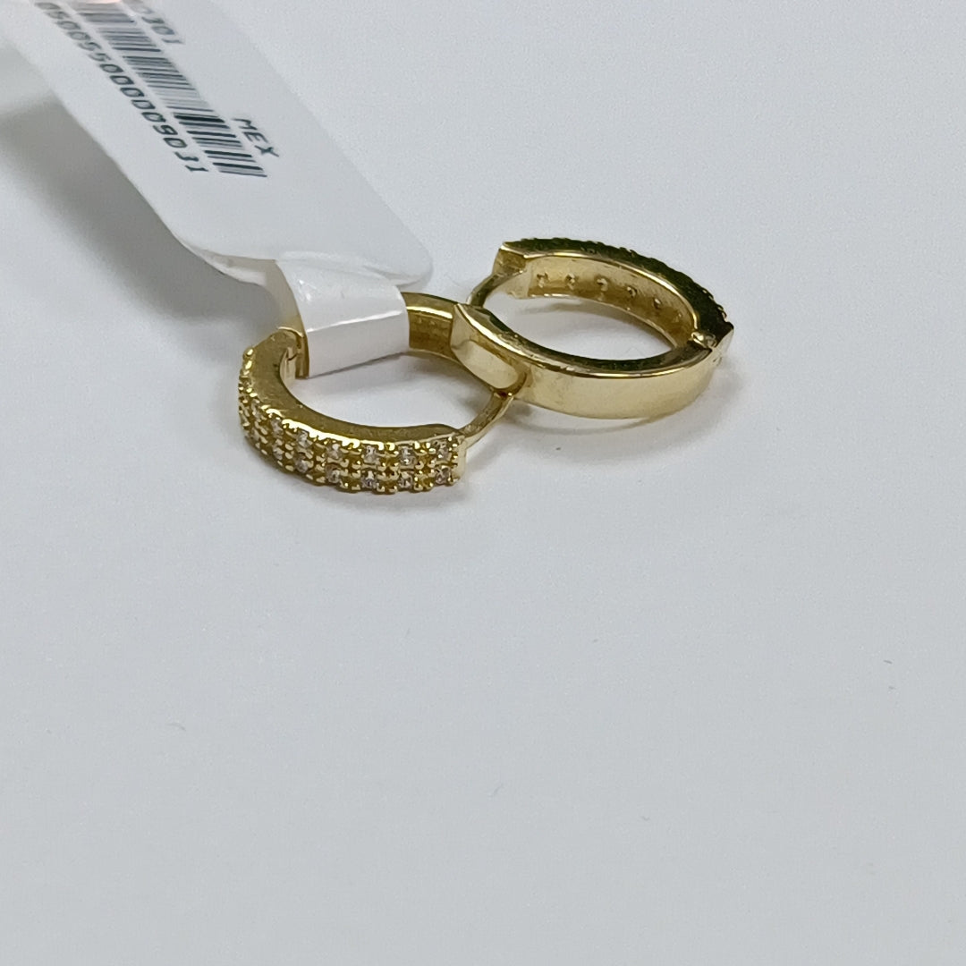 ARETES HUGGIES C CIRCONIA 14K 1.8 GR (NUEVO)