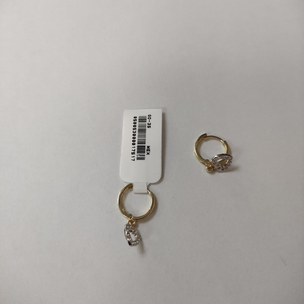 ARETES HUGGIES CON DIJE CORAZON Y CIRCONIAS 14K 2.2 GR (NUEVO)