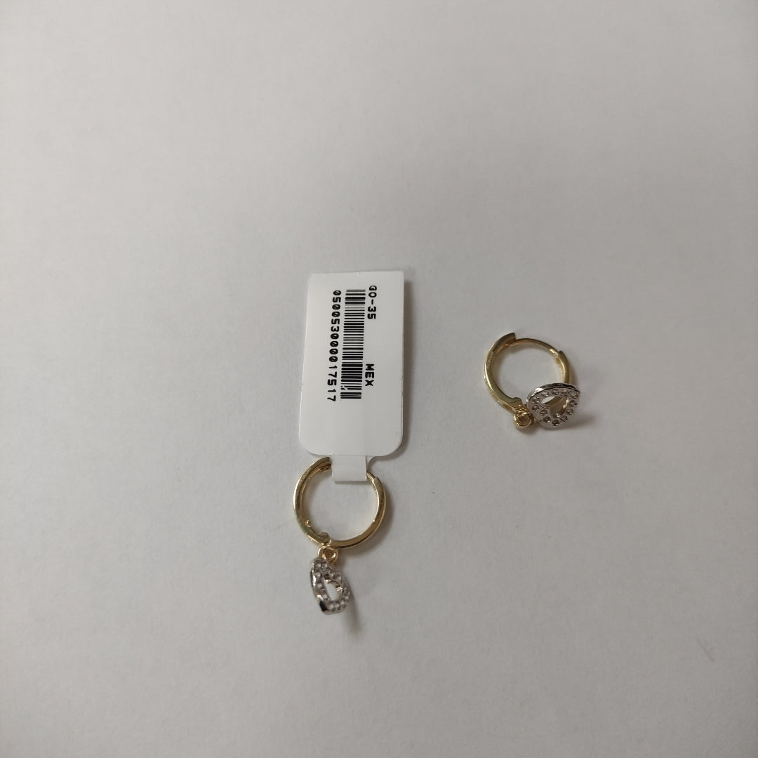 ARETES HUGGIES CON DIJE CORAZON Y CIRCONIAS 14K 2.2 GR (NUEVO)
