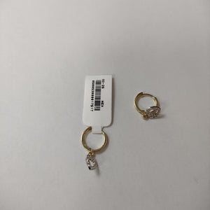 ARETES HUGGIES CON DIJE CORAZON Y CIRCONIAS 14K 2.2 GR (NUEVO)
