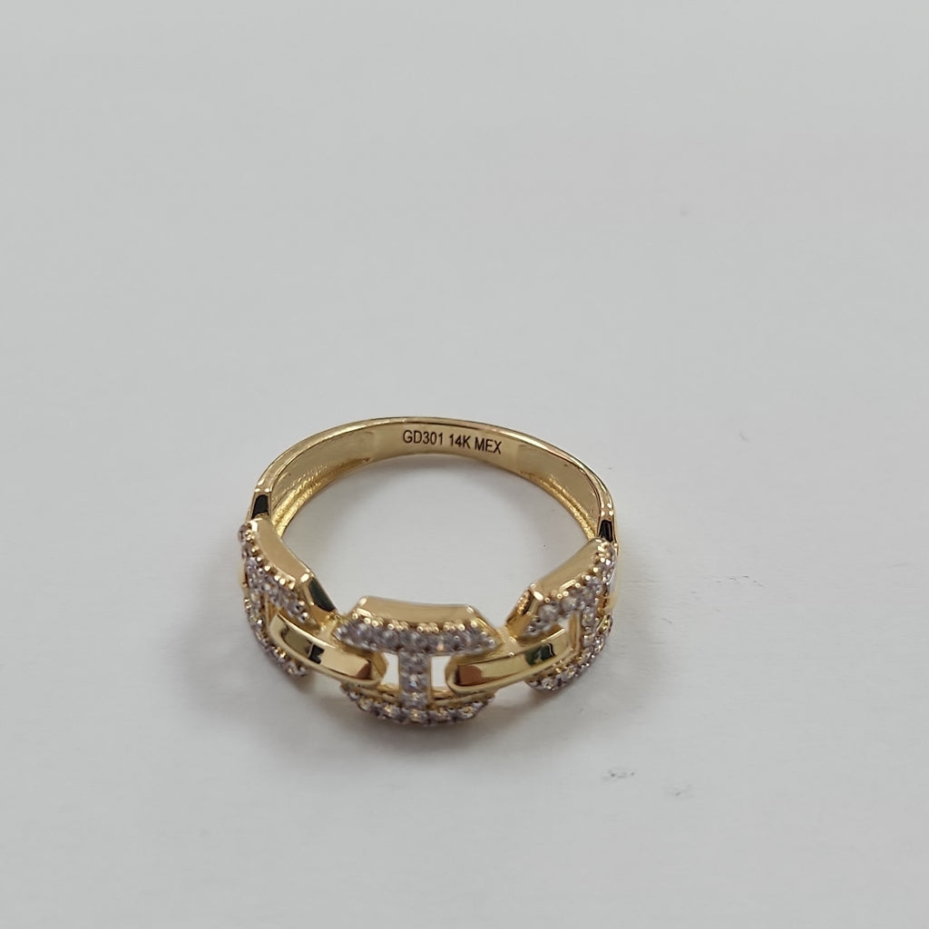 ANILLO ANILLITO C CIRCONIAS 14K 8 TALLA 2.9 GR (NUEVO)