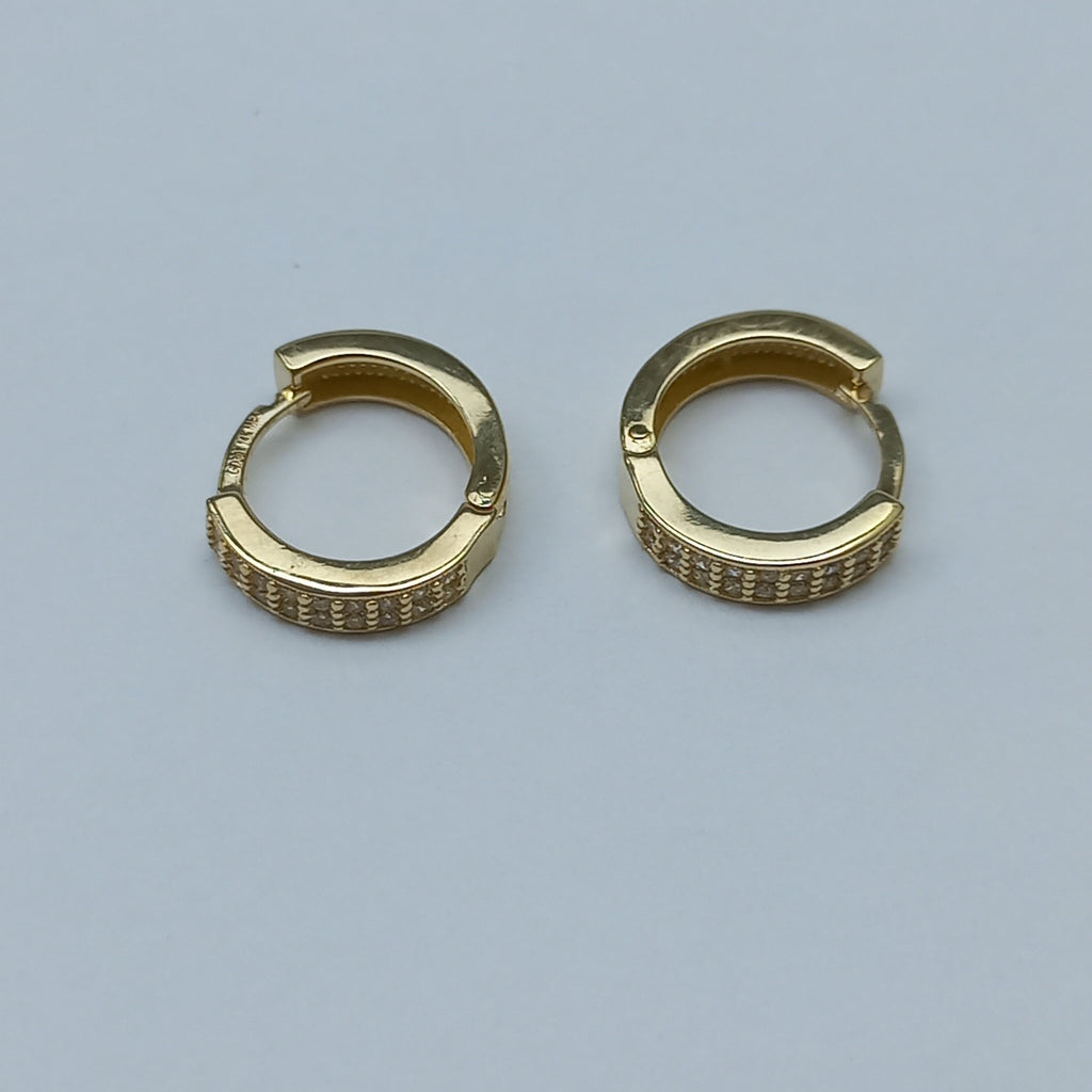 ARETES HUGGIES C CIRCONIAS 14K 2.2 GR (NUEVO)