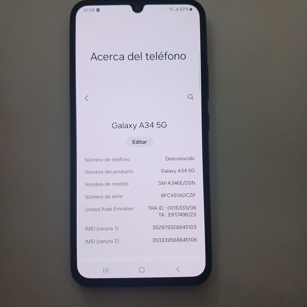 CELULAR SAMSUNG GALAXY A34 5G SM-A346E (2024) 128 GB 8 GB RAM (SEMINUEVO)
