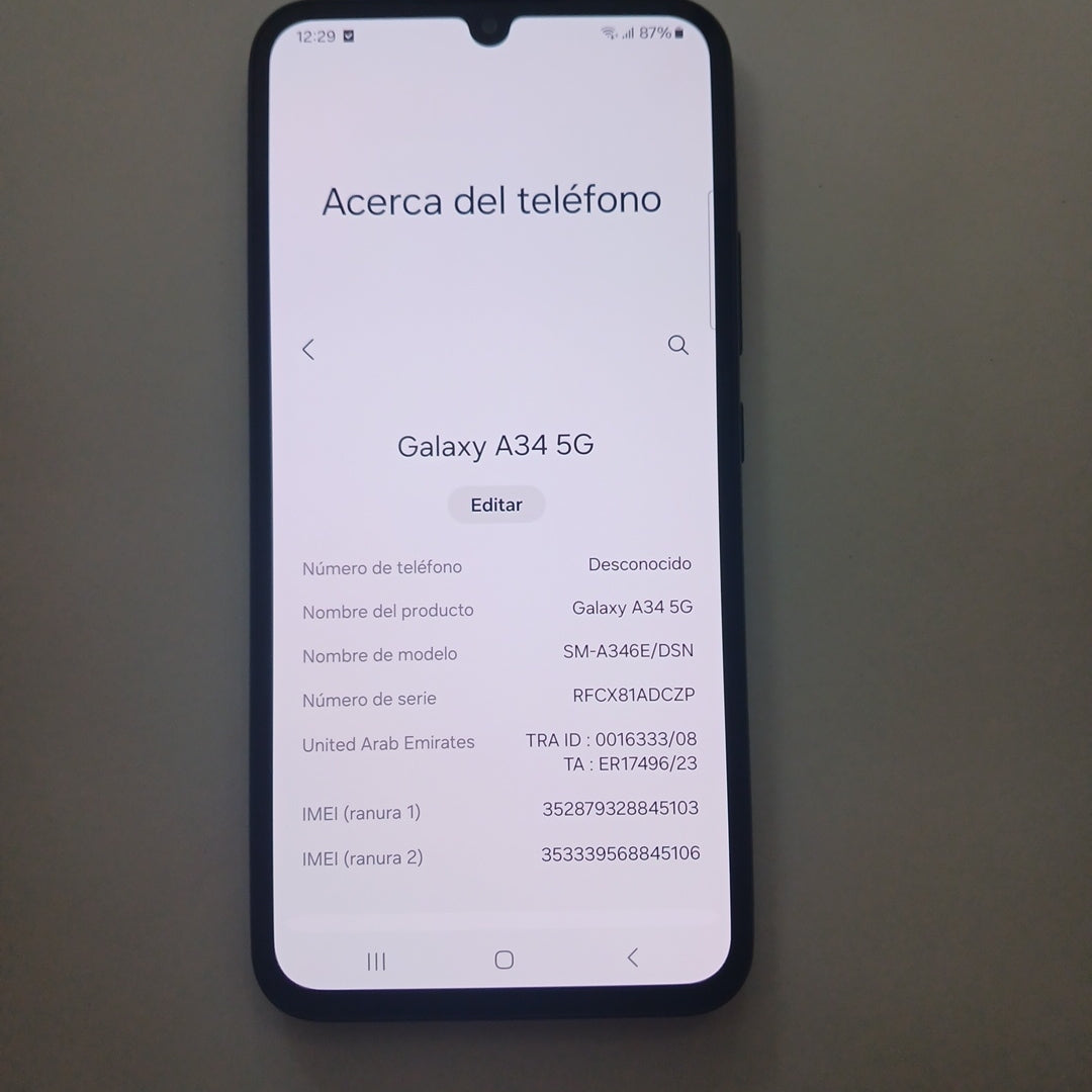CELULAR SAMSUNG GALAXY A34 5G SM-A346E (2024) 128 GB 8 GB RAM (SEMINUEVO)