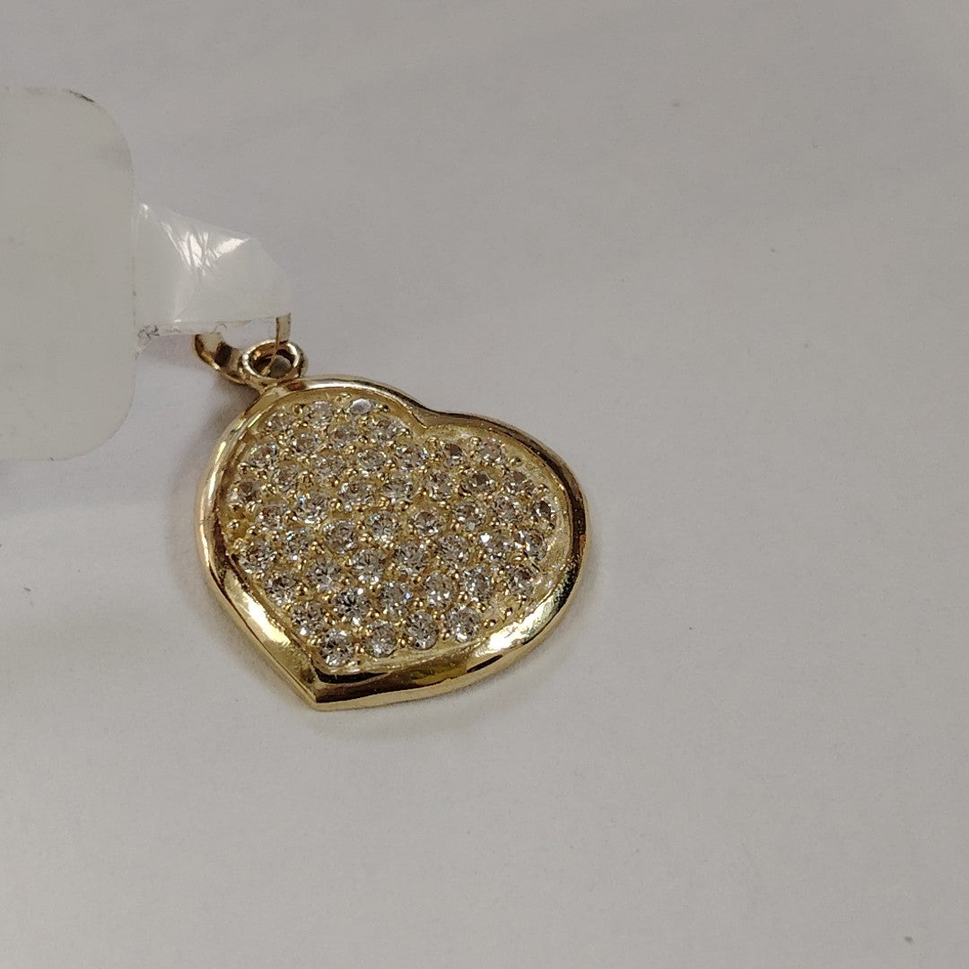 DIJE TEJIDO CORAZON CON CIRCONIAS 14K 1.8 GR (NUEVO)