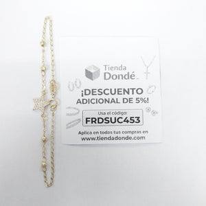 PULSERA ESPECIAL CON ESTRELLA Y CIRCONIAS 14K 18 CM 1.4 GR (NUEVO)