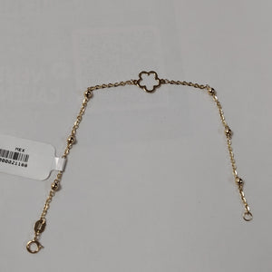 PULSERA TEJIDO ESPECIAL CON FLOR 14K 18 CM 1.6 GR (NUEVO)
