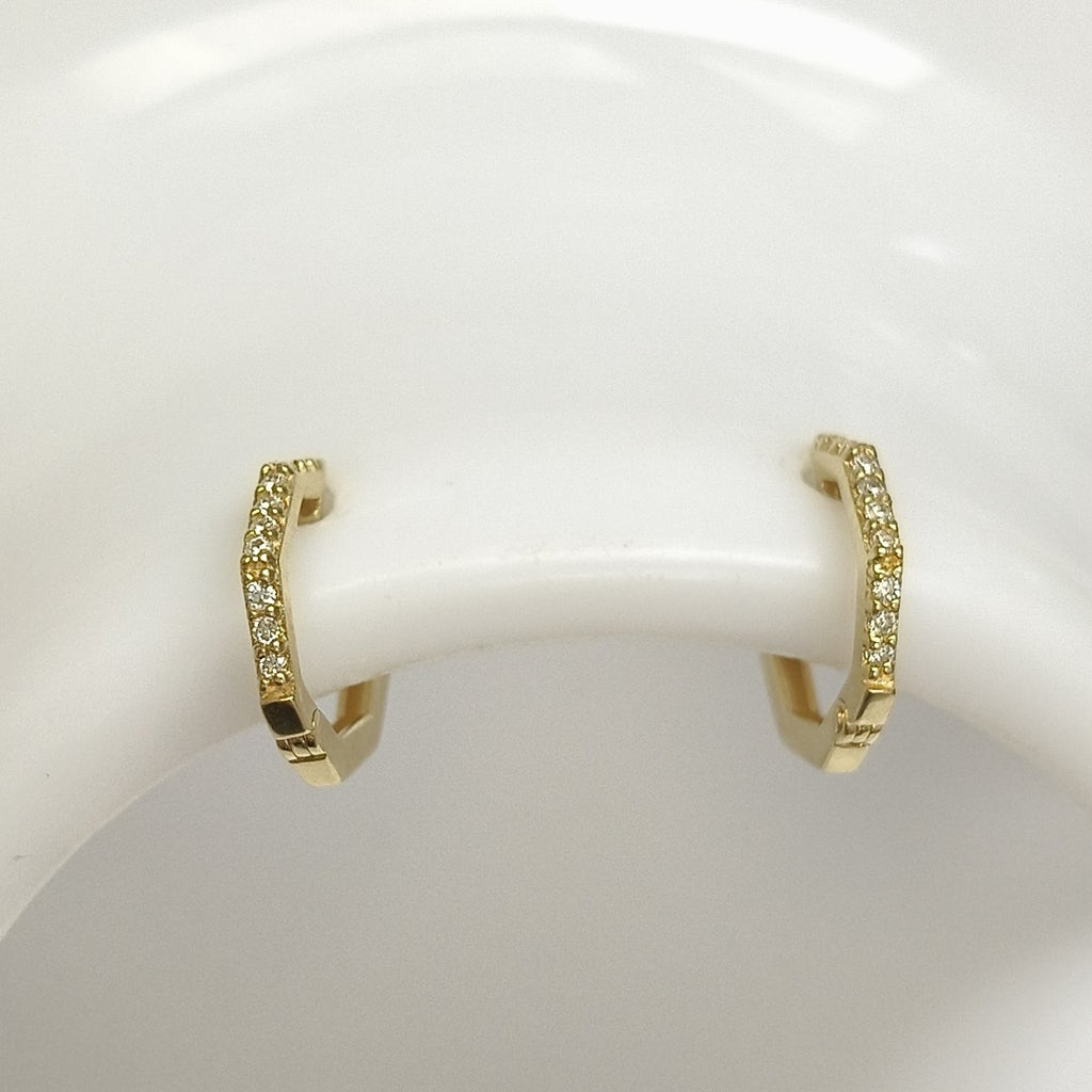 ARETES HUGIES C CIRCONIAS 14K 1.5 GR (NUEVO)