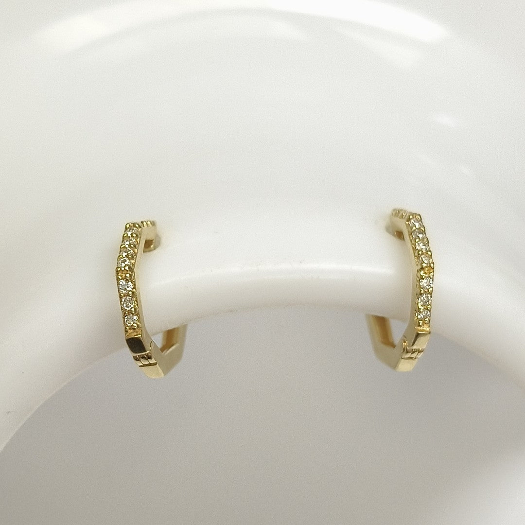 ARETES HUGIES C CIRCONIAS 14K 1.5 GR (NUEVO)