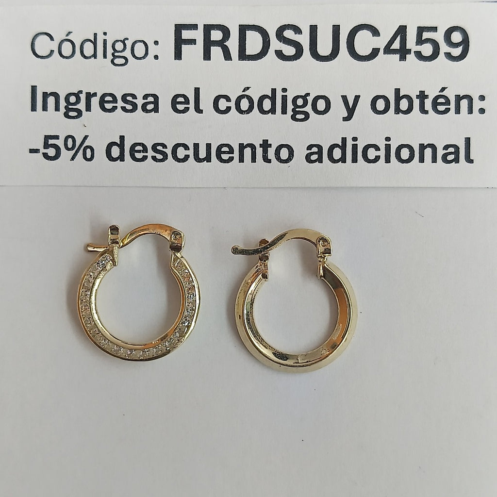 ARETES ARRACADAS CON CIRCONIAS 14K 2.3 GR (NUEVO)