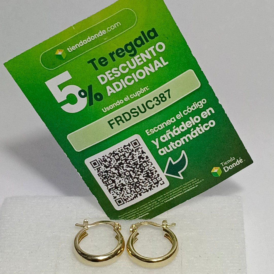 ARETES TEJIDO ARRACADAS LISAS 14K 2.2 GR (NUEVO)