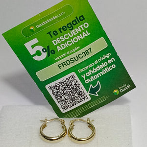 ARETES TEJIDO ARRACADAS LISAS 14K 2.2 GR (NUEVO)