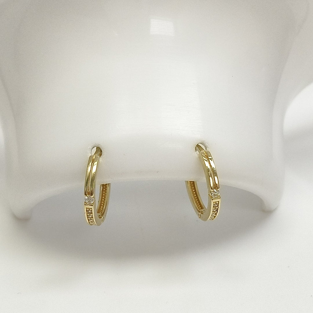 ARETES ARRACADAS C CIRCONIAS 14K 2.4 GR (NUEVO)