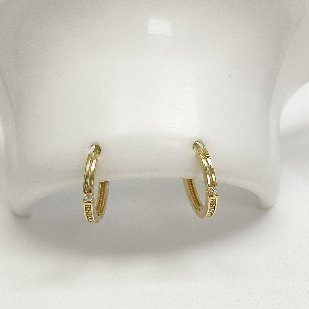 ARETES ARRACADAS C CIRCONIAS 14K 2.4 GR (NUEVO)