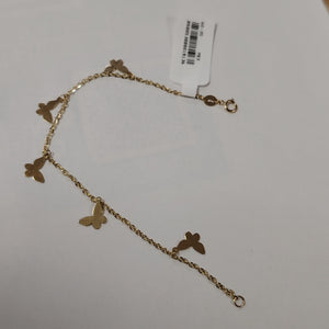 PULSERA ESPECIAL CON MARIPOSAS 14K 18 CM 2 GR (NUEVO)