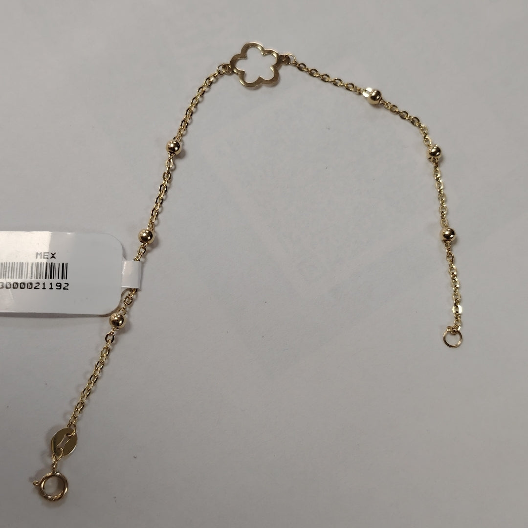 PULSERA TEJIDO ESPECIAL CON FLOR 14K 18 CM 1.6 GR (NUEVO)