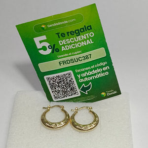 ARETES ARRACADAS HUECAS 14K 1.8 GR (NUEVO)