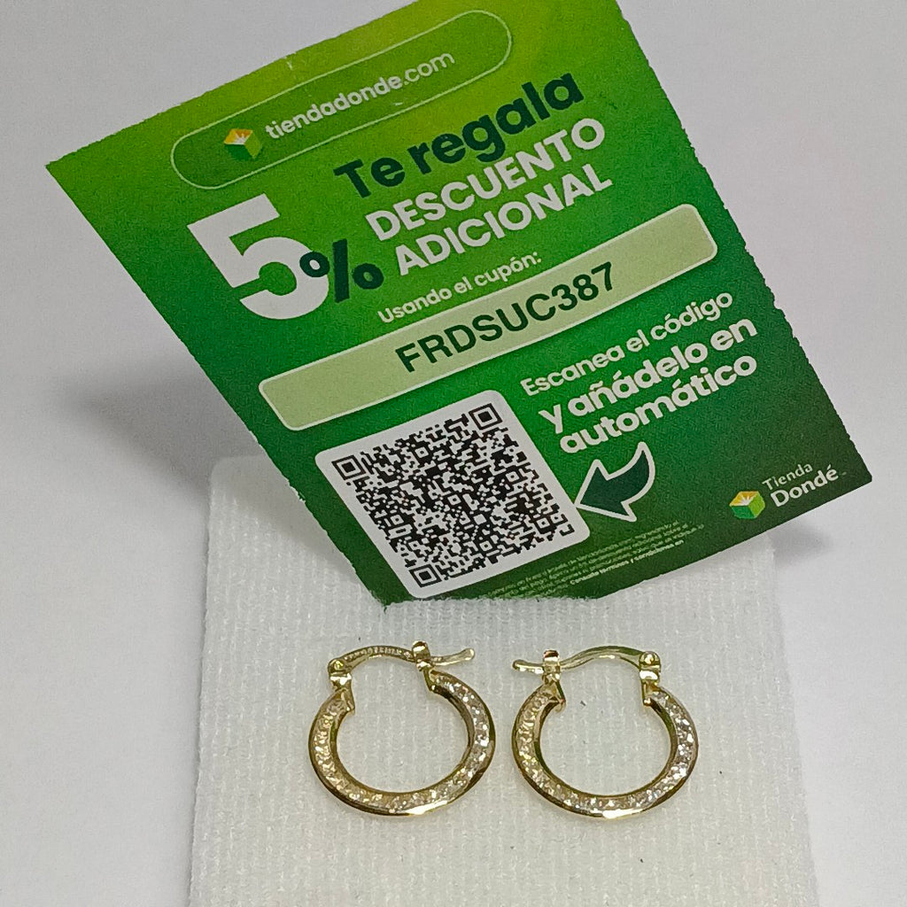 ARETES ARRACADAS CON CIRCONIAS 14K 2.4 GR (NUEVO)
