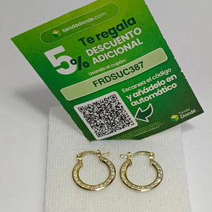 ARETES ARRACADAS CON CIRCONIAS 14K 2.4 GR (NUEVO)