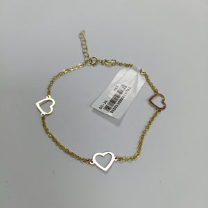 PULSERA ESPECIAL CON CORAZONES CONBINADOS 14K 18 CM 1.7 GR (NUEVO)