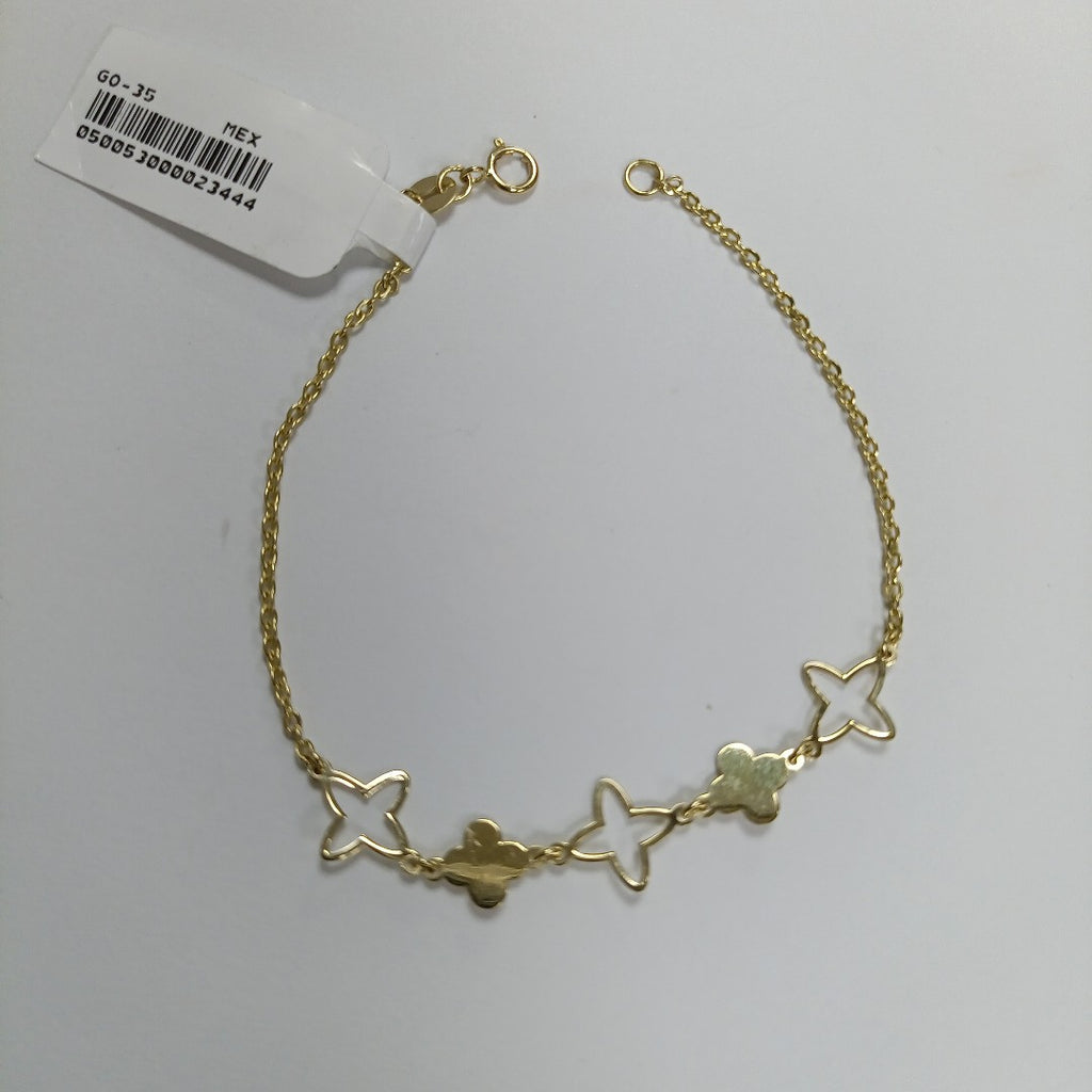 PULSERA TEJIDO ESP CON TREBOL 14K 18 CM 1.5 GR (NUEVO)