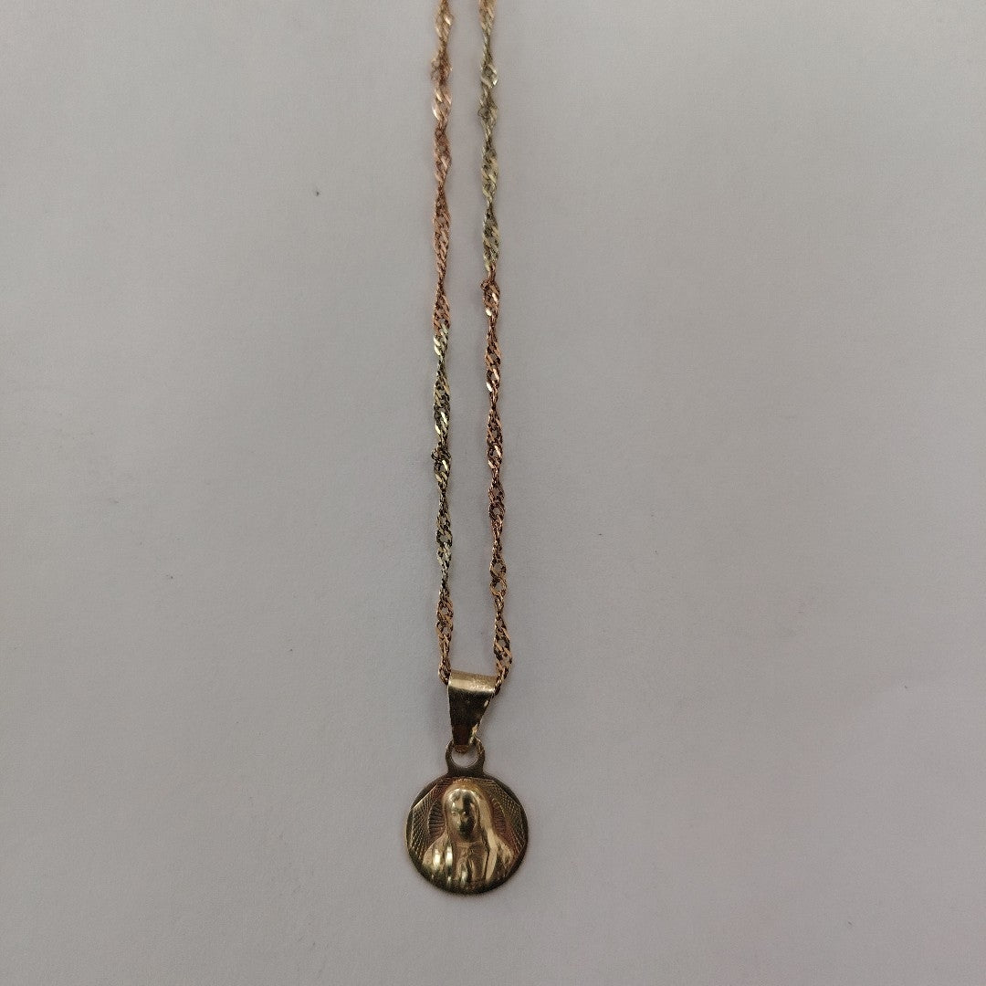 CADENA,MEDALLA RELIGIOSA ORO,ORO COMBINADO 10 K 1,80 GRMS (SEMINUEVO)