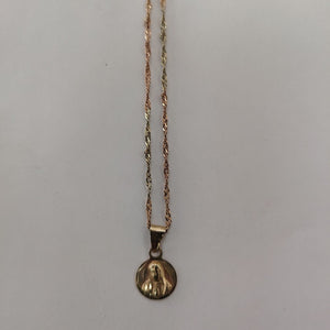 CADENA,MEDALLA RELIGIOSA ORO,ORO COMBINADO 10 K 1,80 GRMS (SEMINUEVO)