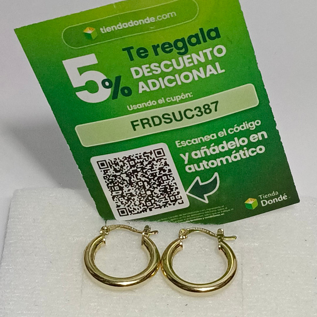 ARETES TEJIDO ARRACADAS LISAS 14K 1.6 GR (NUEVO)