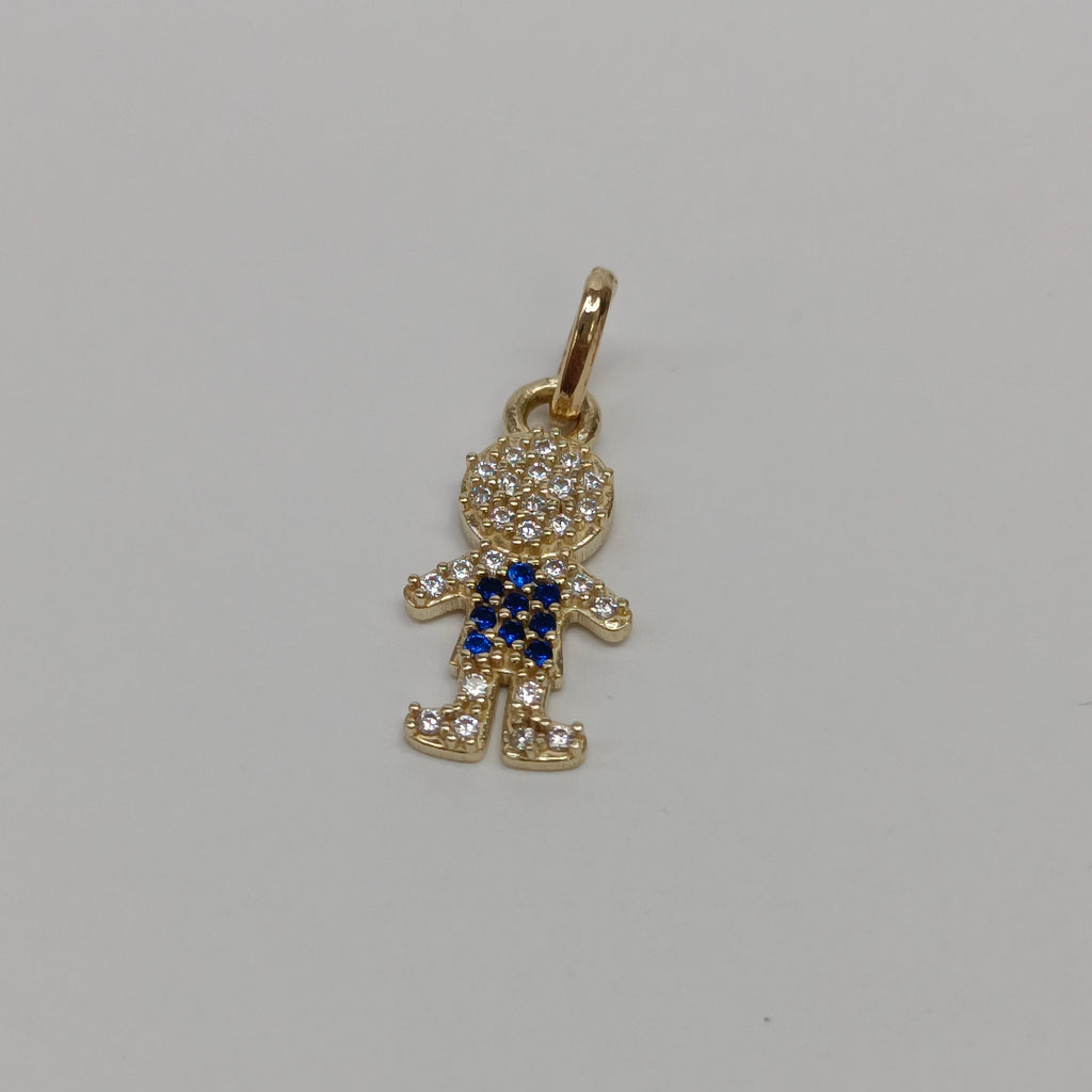 DIJE NIÑO CON CIRCONIAS Y PIEDRAS DE COLOR 10K 0.9 GR (NUEVO)