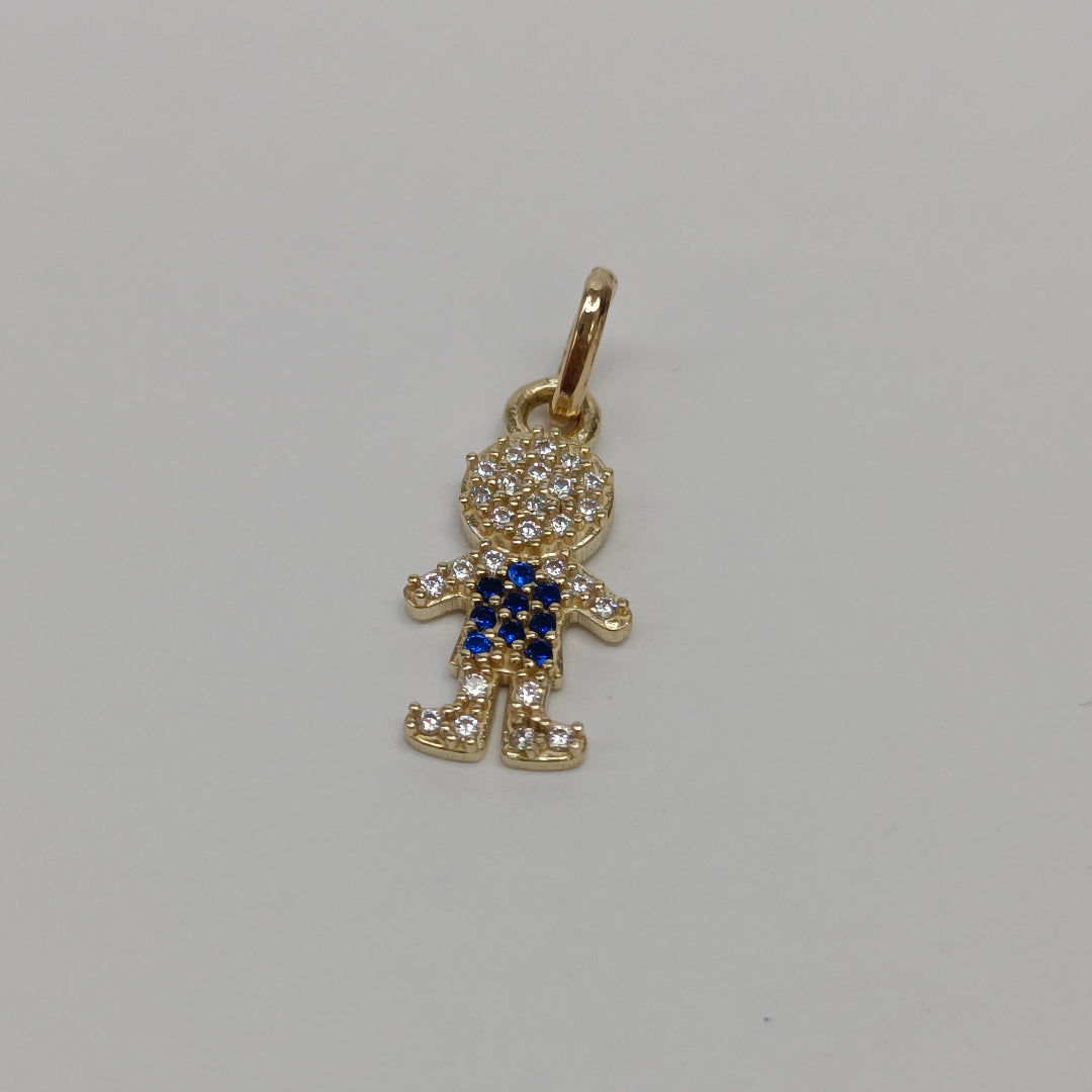 DIJE NIÑO CON CIRCONIAS Y PIEDRAS DE COLOR 10K 0.9 GR (NUEVO)