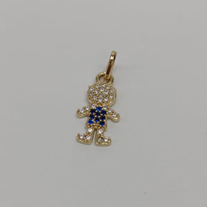DIJE NIÑO CON CIRCONIAS Y PIEDRAS DE COLOR 10K 0.9 GR (NUEVO)