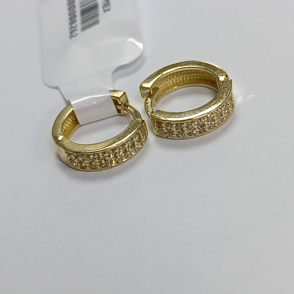 ARETES HUGGIES C CIRCONIAS 14K 2.2 GR (NUEVO)