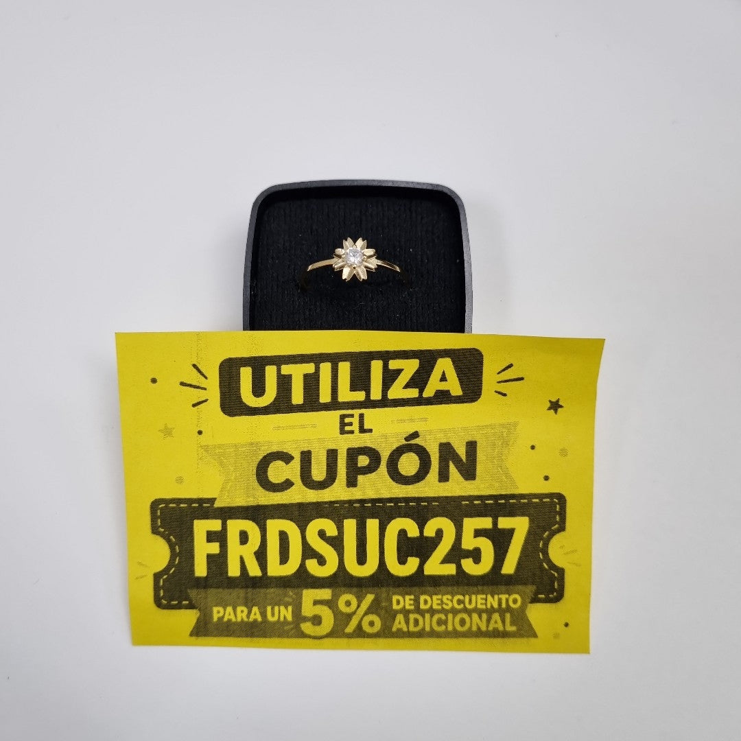 ANILLOS FLOR Y CIRCONIA 14K TALLA 8 1.1 GR (NUEVO)