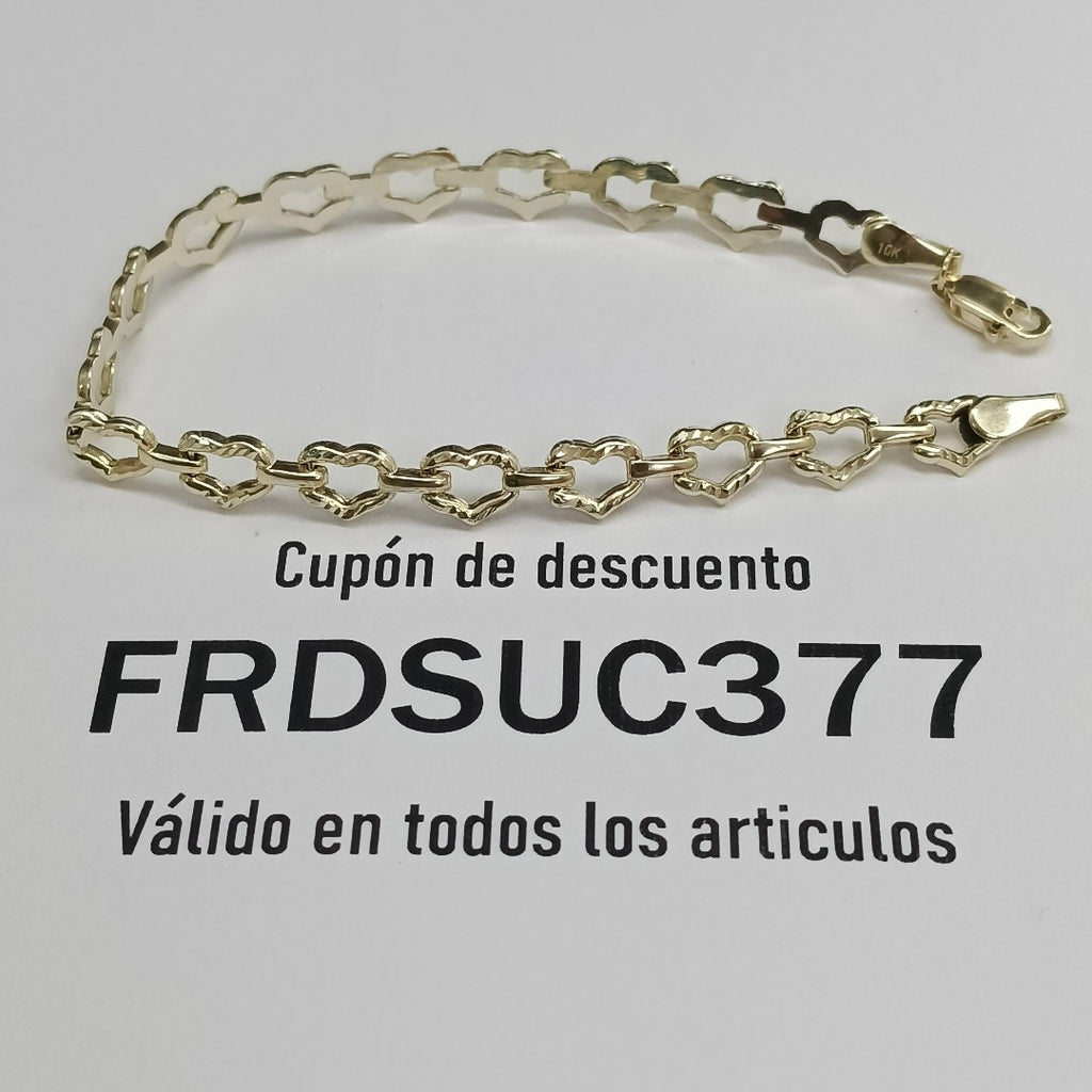 PULSERA ESPECIAL CON CORAZONES 14K 18 CM 4.2 GR (NUEVO)